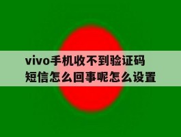 vivo手机收不到验证码短信怎么回事呢怎么设置