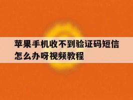 苹果手机收不到验证码短信怎么办呀视频教程