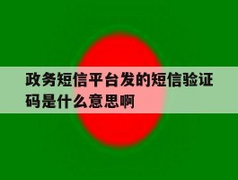 政务短信平台发的短信验证码是什么意思啊
