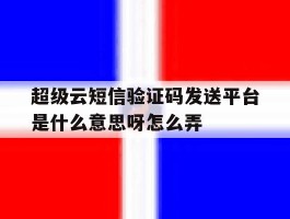 超级云短信验证码发送平台是什么意思呀怎么弄