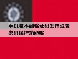 手机收不到验证码怎样设置密码保护功能呢