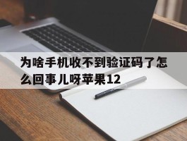 为啥手机收不到验证码了怎么回事儿呀苹果12