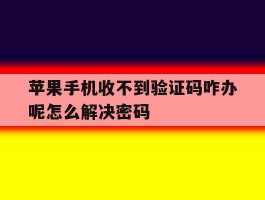 苹果手机收不到验证码咋办呢怎么解决密码