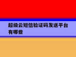 超级云短信验证码发送平台有哪些