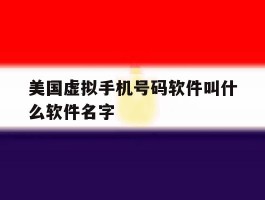 美国虚拟手机号码软件叫什么软件名字