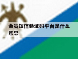 会员短信验证码平台是什么意思