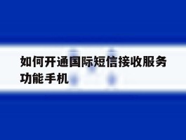 如何开通国际短信接收服务功能手机