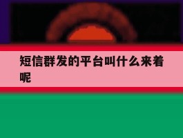 短信群发的平台叫什么来着呢