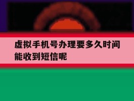 虚拟手机号办理要多久时间能收到短信呢