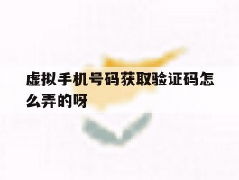 虚拟手机号码获取验证码怎么弄的呀