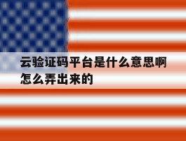 云验证码平台是什么意思啊怎么弄出来的