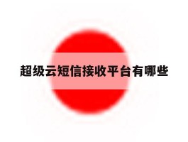 超级云短信接收平台有哪些