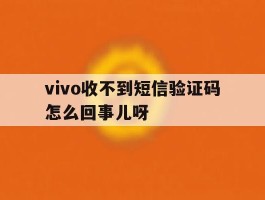 vivo收不到短信验证码怎么回事儿呀