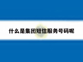 什么是集团短信服务号码呢