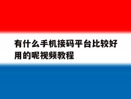 有什么手机接码平台比较好用的呢视频教程