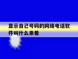 显示自己号码的网络电话软件叫什么来着