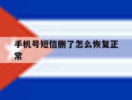 手机号短信删了怎么恢复正常