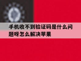 手机收不到验证码是什么问题呀怎么解决苹果