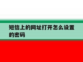 短信上的网址打开怎么设置的密码