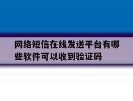 网络短信在线发送平台有哪些软件可以收到验证码