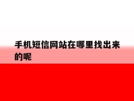 手机短信网站在哪里找出来的呢