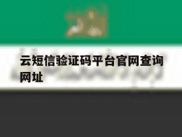 云短信验证码平台官网查询网址