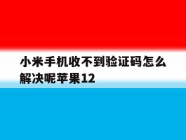 小米手机收不到验证码怎么解决呢苹果12