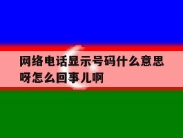 网络电话显示号码什么意思呀怎么回事儿啊