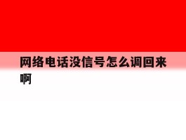 网络电话没信号怎么调回来啊
