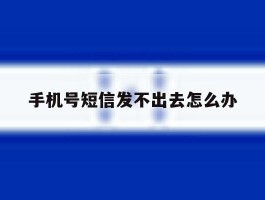 手机号短信发不出去怎么办