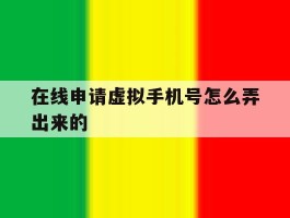 在线申请虚拟手机号怎么弄出来的