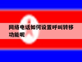 网络电话如何设置呼叫转移功能呢