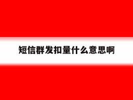 短信群发扣量什么意思啊