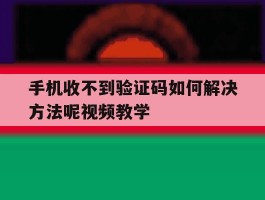 手机收不到验证码如何解决方法呢视频教学