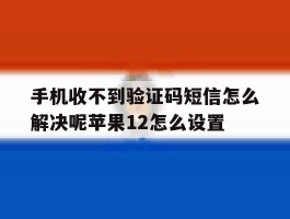 手机收不到验证码短信怎么解决呢苹果12怎么设置