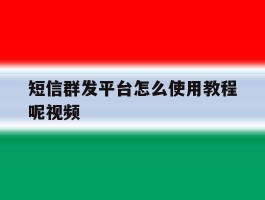 短信群发平台怎么使用教程呢视频