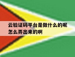 云验证码平台是做什么的呢怎么弄出来的啊