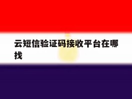 云短信验证码接收平台在哪找