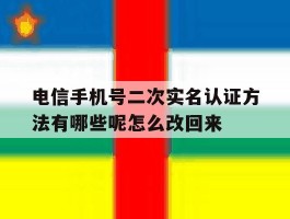 电信手机号二次实名认证方法有哪些呢怎么改回来