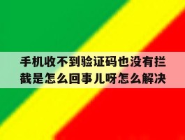 手机收不到验证码也没有拦截是怎么回事儿呀怎么解决