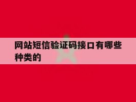 网站短信验证码接口有哪些种类的