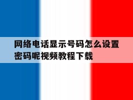网络电话显示号码怎么设置密码呢视频教程下载
