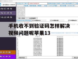 手机收不到验证码怎样解决视频问题呢苹果13