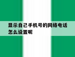 显示自己手机号的网络电话怎么设置呢