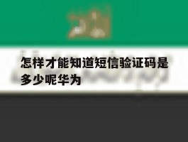 怎样才能知道短信验证码是多少呢华为