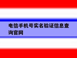 电信手机号实名验证信息查询官网