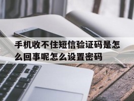 手机收不住短信验证码是怎么回事呢怎么设置密码