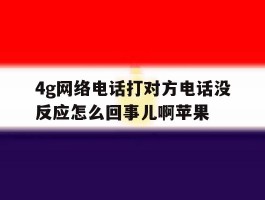 4g网络电话打对方电话没反应怎么回事儿啊苹果