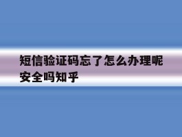 短信验证码忘了怎么办理呢安全吗知乎