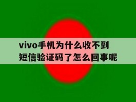 vivo手机为什么收不到短信验证码了怎么回事呢